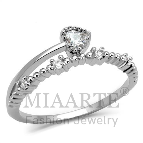 Ring,Brass,Rhodium,AAA Grade CZ,Clear