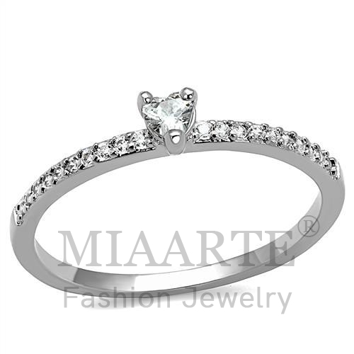 Ring,Brass,Rhodium,AAA Grade CZ,Clear