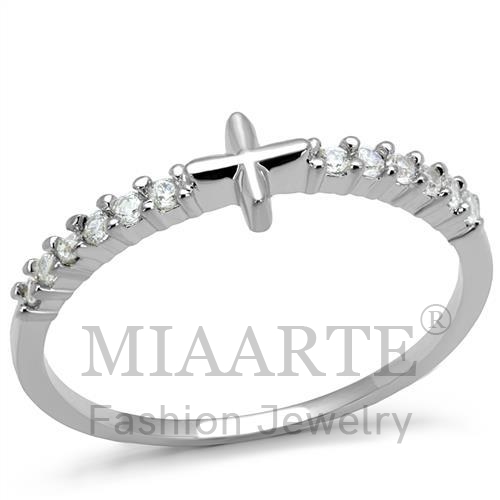 Ring,Brass,Rhodium,AAA Grade CZ,Clear