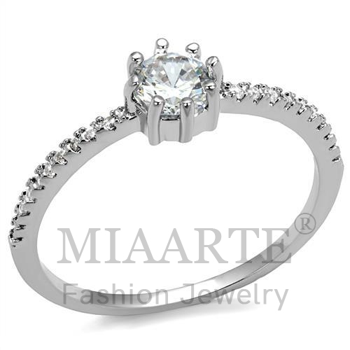 Ring,Brass,Rhodium,AAA Grade CZ,Clear