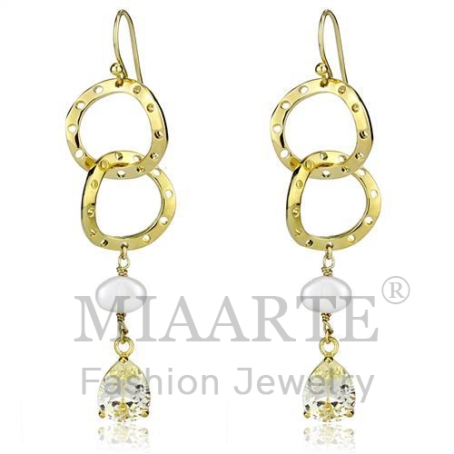 Earrings,Brass,Gold,Semi-Precious,White,Pearl