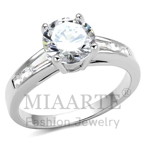 Ring,Brass,Rhodium,AAA Grade CZ,Clear