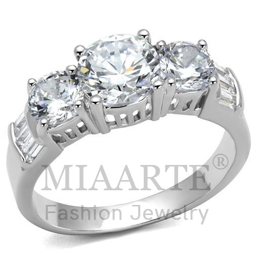 Ring,Brass,Rhodium,AAA Grade CZ,Clear