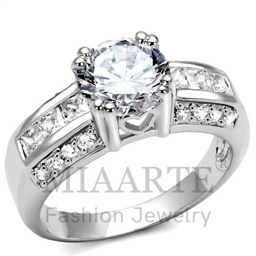 Ring,Brass,Rhodium,AAA Grade CZ,Clear