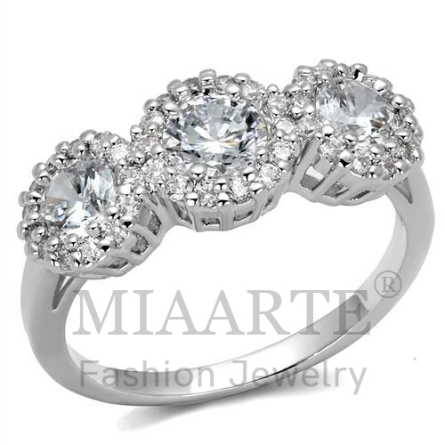 Ring,Brass,Rhodium,AAA Grade CZ,Clear