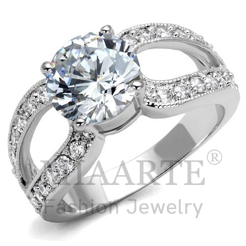 Ring,Brass,Rhodium,AAA Grade CZ,Clear