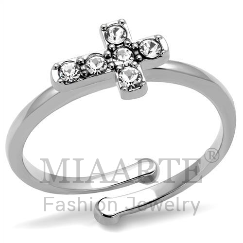 Ring,Brass,Rhodium,Top Grade Crystal,Clear