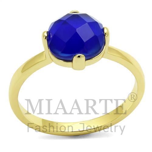 Ring,Brass,Flash Gold,Synthetic,Sapphire,CatEye