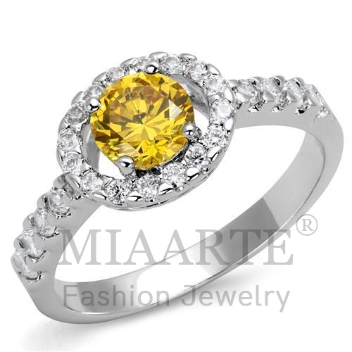 Ring,Brass,Rhodium,AAA Grade CZ,Topaz