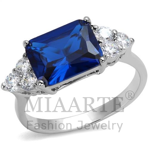 Ring,Brass,Rhodium,Synthetic,London Blue,Spinel