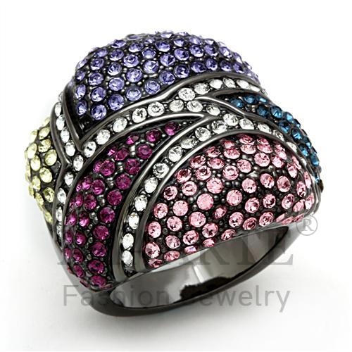 Ring,Brass,TIN Cobalt Black,Top Grade Crystal,MultiColor