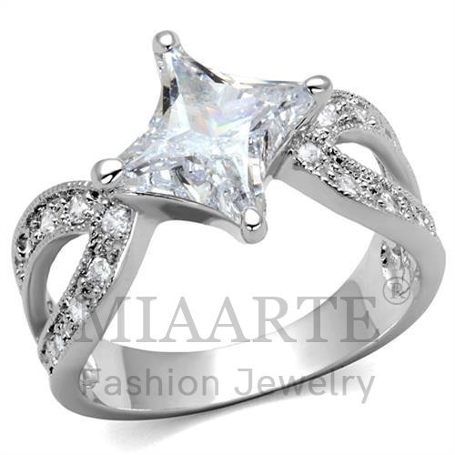 Ring,Brass,Rhodium,AAA Grade CZ,Clear