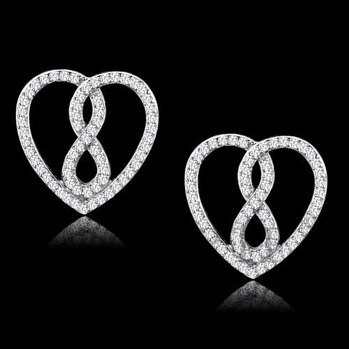 Earrings,Sterling Silver,Rhodium,AAA Grade CZ,Clear