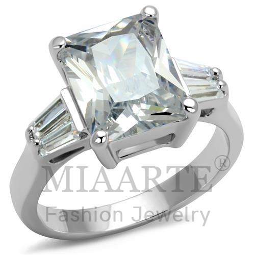 Ring,Brass,Rhodium,AAA Grade CZ,Clear