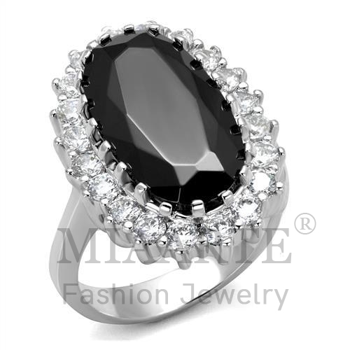 Ring,Brass,Rhodium,AAA Grade CZ,BlackDiamond