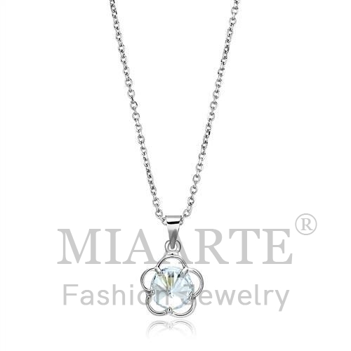 Chain Pendant,Brass,Rhodium,AAA Grade CZ,Clear