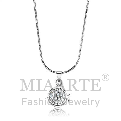 Chain Pendant,Brass,Rhodium,AAA Grade CZ,Clear