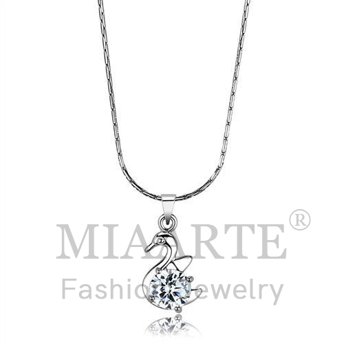 Chain Pendant,Brass,Rhodium,AAA Grade CZ,Clear