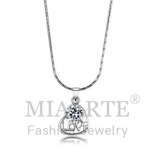 Chain Pendant,Brass,Rhodium,AAA Grade CZ,Clear