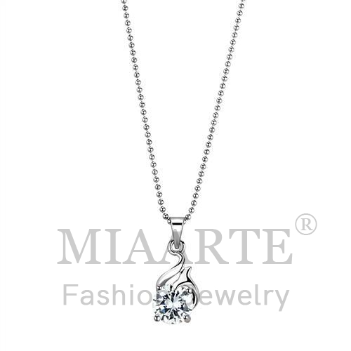 Chain Pendant,Brass,Rhodium,AAA Grade CZ,Clear