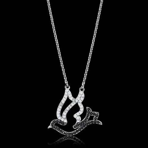 Chain Pendant,Sterling Silver,Rhodium&Ruthenium,AAA Grade CZ,Clear