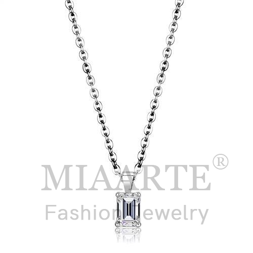 Chain Pendant,Brass,Rhodium,AAA Grade CZ,Clear