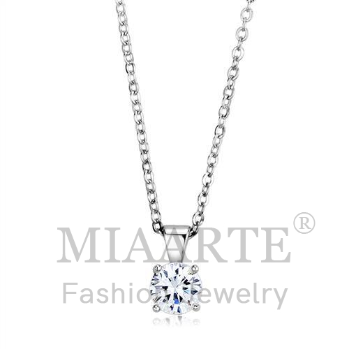 Chain Pendant,Brass,Rhodium,AAA Grade CZ,Clear