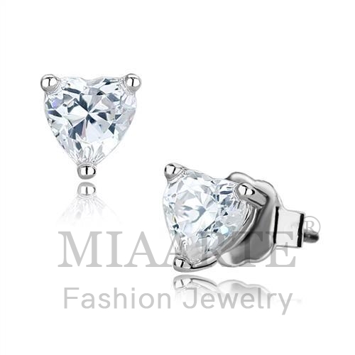 Earrings,Brass,Rhodium,AAA Grade CZ,Clear