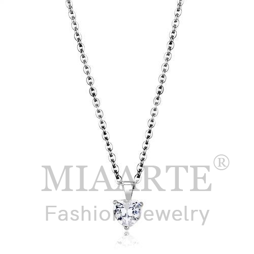 Chain Pendant,Brass,Rhodium,AAA Grade CZ,Clear