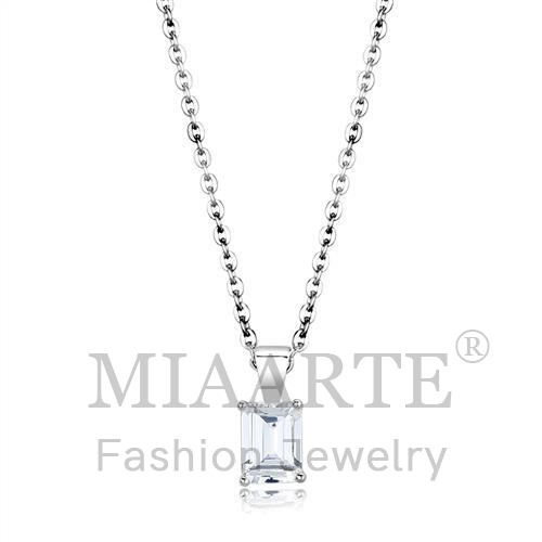 Chain Pendant,Brass,Rhodium,AAA Grade CZ,Clear