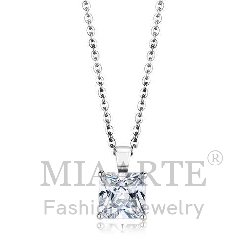 Chain Pendant,Brass,Rhodium,AAA Grade CZ,Clear