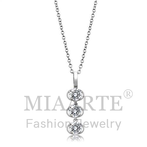 Chain Pendant,Sterling Silver,Rhodium,AAA Grade CZ,Clear