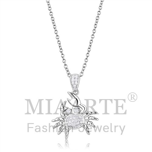 Chain Pendant,Sterling Silver,Rhodium,AAA Grade CZ,Clear