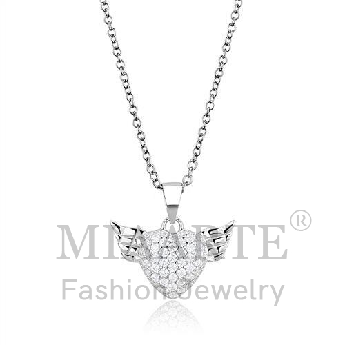 Chain Pendant,Sterling Silver,Rhodium,AAA Grade CZ,Clear