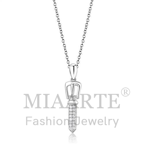 Chain Pendant,Sterling Silver,Rhodium,AAA Grade CZ,Clear