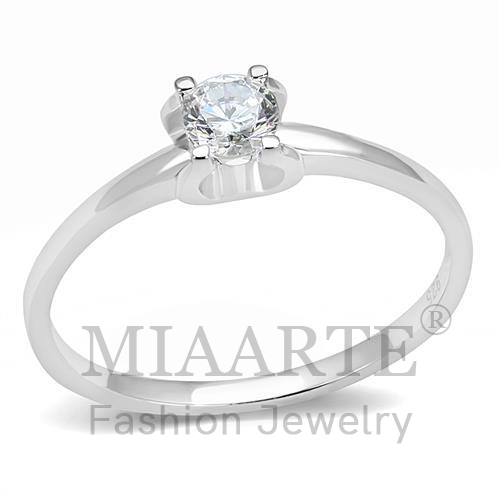 Ring,Sterling Silver,Rhodium,AAA Grade CZ,Clear