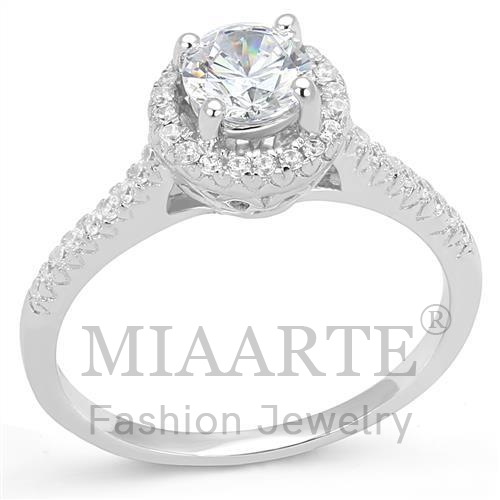 Ring,Sterling Silver,Rhodium,AAA Grade CZ,Clear