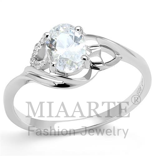 Ring,Sterling Silver,Rhodium,AAA Grade CZ,Clear