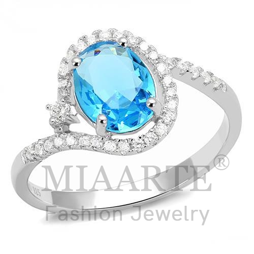 Ring,Sterling Silver,Rhodium,Synthetic,London Blue,Spinel