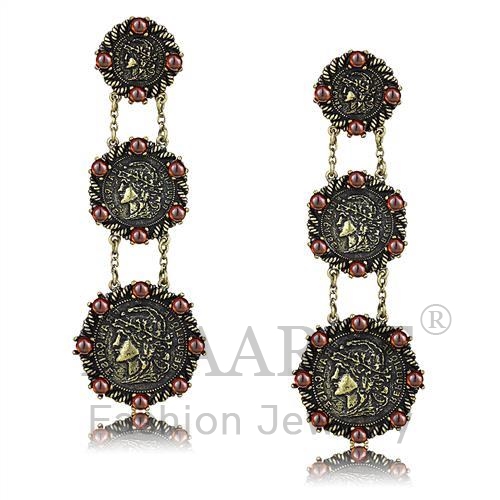 Earrings,Brass,Antique Copper,AAA Grade CZ,Garnet