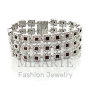 Wholesale Top Grade Crystal, Siam, Rhodium, Women, Brass, Bracelet