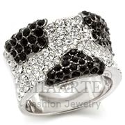 Wholesale Top Grade Crystal, Jet, Rhodium&Ruthenium, Women, Sterling Silver, Ring