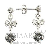 Wholesale AAA Grade CZ, Clear, Rhodium, Women, Sterling Silver, Earrings
