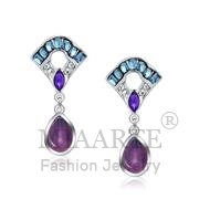 Wholesale Top Grade Crystal, MultiColor, Rhodium, Women, White Metal, Earrings