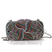 Wholesale Top Grade Crystal, MultiColor, Imitation Rhodium, Women, White Metal, Clutch