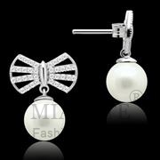 Wholesale Synthetic, White, Rhodium, Women, Sterling Silver, Earrings