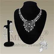 Wholesale AAA Grade CZ, Clear, Rhodium, Women, Brass, Set