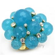 Wholesale Synthetic, AquaMarine, Gold, Women, Brass, Ring