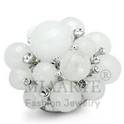 Wholesale Synthetic, White, Rhodium, Women, Brass, Ring