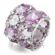 Wholesale Synthetic, LightRose, Rhodium, Women, Sterling Silver, Ring